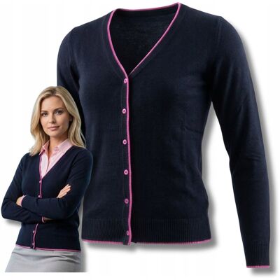 Modus Sweter Damski Granatowy Dekolt Serek Bawełniany Bawełna 4XL XXXXL Kardigan Modus Sweter Damski Granatowy Dekolt Serek Bawełniany Bawełna 4XL XXXXL Kardigan