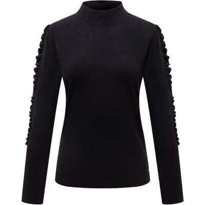 Inny producent Sweter damski Kaporal czarny półgolf z ozdobnymi guzikami-XS Inny producent Sweter damski Kaporal czarny półgolf z ozdobnymi guzikami-XS