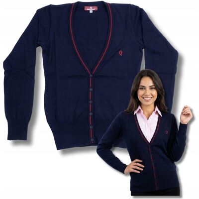 Modus Sweter Damski Kardigan Granatowy Rozpinany Na Guziki Czerwona Lamówka XS Modus Sweter Damski Kardigan Granatowy Rozpinany Na Guziki Czerwona Lamówka XS