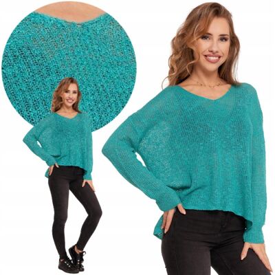 Sweter Damski Klasyczny Ażurowy Cienki Z Długim Rękawem Kobiecy Moraj L Turquoise Sweter Damski Klasyczny Ażurowy Cienki Z Długim Rękawem Kobiecy Moraj L Turquoise