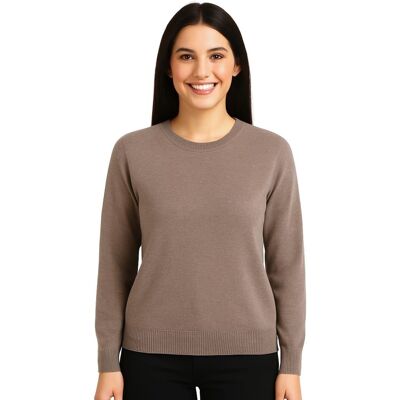 PINK BOX Sweter Damski Klasyczny Włoski Brązowy PINK BOX Sweter Damski Klasyczny Włoski Brązowy