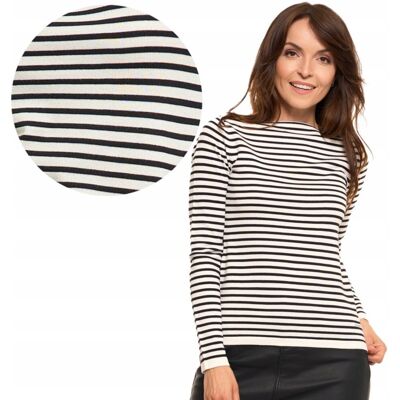 Sweter Damski Klasyczny Z Długim Rękawem W Paski Wiskoza Kobiecy Moraj Xxl White Sweter Damski Klasyczny Z Długim Rękawem W Paski Wiskoza Kobiecy Moraj Xxl White