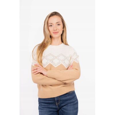 Sweter damski Liu Jo TF4233 MS55L beżowy - XS Sweter damski Liu Jo TF4233 MS55L beżowy - XS