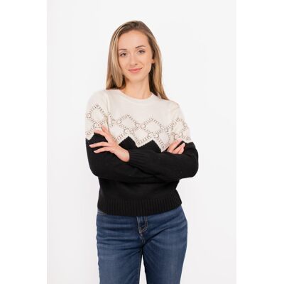 Sweter damski Liu Jo TF4233 MS55L czarny biały - XS Sweter damski Liu Jo TF4233 MS55L czarny biały - XS