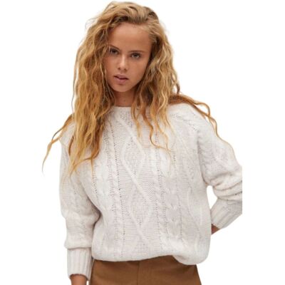 Inna producent Sweter damski Mango Pompa z odkrytymi plecami ecru-L Inna producent Sweter damski Mango Pompa z odkrytymi plecami ecru-L