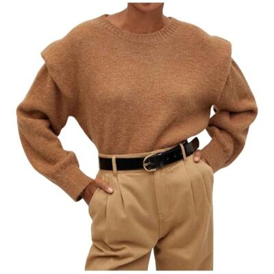 Inny producent Sweter damski Mango Rugby luźny brązowy-L Inny producent Sweter damski Mango Rugby luźny brązowy-L