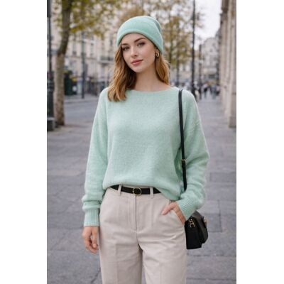 PINK BOX Sweter damski miętowy oversize włoski miękki One size PINK BOX Sweter damski miętowy oversize włoski miękki One size