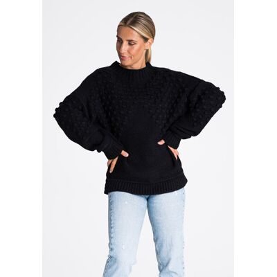 FIGL Sweter damski oversize - czarny sweter M982 rozmiar Uniwersalny FIGL Sweter damski oversize - czarny sweter M982 rozmiar Uniwersalny