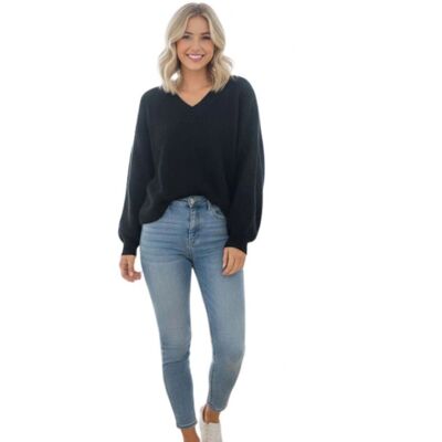 Inny producent Sweter damski Rodier czarny z wełną Merino ciepły-XL Inny producent Sweter damski Rodier czarny z wełną Merino ciepły-XL