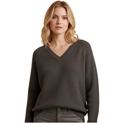 Inny producent Sweter damski Rodier luźny krój szary z wełną Merino i alpaką-L Inny producent Sweter damski Rodier luźny krój szary z wełną Merino i alpaką-L
