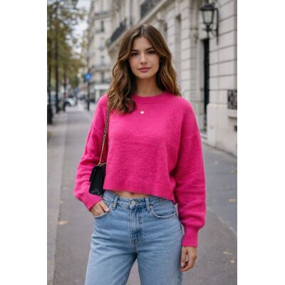 PINK BOX Sweter damski różowy Baby Alpaka 30% Made in Italy miękki ciepły One Size PINK BOX Sweter damski różowy Baby Alpaka 30% Made in Italy miękki ciepły One Size