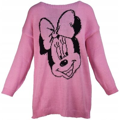 Inny producent Sweter Damski Różowy Plus Size Rozmiar Uniwersalny (42-46) *Made In Italy* Inny producent Sweter Damski Różowy Plus Size Rozmiar Uniwersalny (42-46) *Made In Italy*