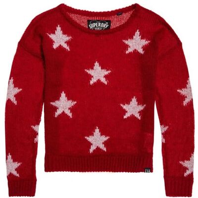 Sweter damski Superdry Mylee Star luźny czerwony-S Sweter damski Superdry Mylee Star luźny czerwony-S
