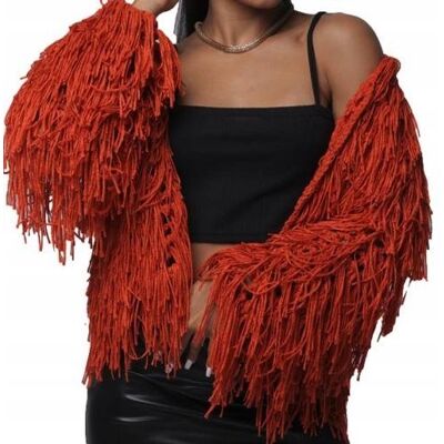 Inny producent Sweter Damski Sweterek Kardigan Z Frędzlami Wiosna Jesień Inny producent Sweter Damski Sweterek Kardigan Z Frędzlami Wiosna Jesień