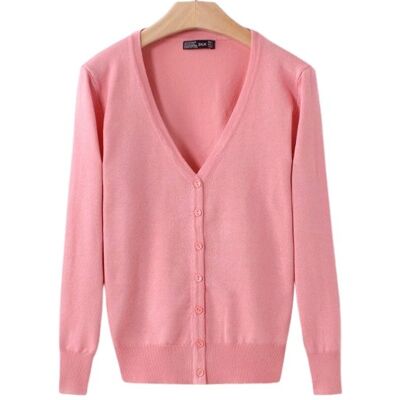 Inny producent Sweter Damski Sweterek Rozpinany Kardigan Wiosna Jesień Dzianinowy Róż Inny producent Sweter Damski Sweterek Rozpinany Kardigan Wiosna Jesień Dzianinowy Róż