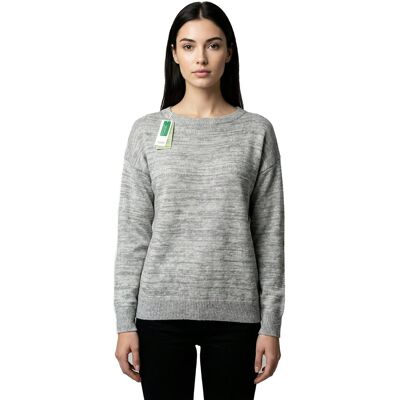 Sweter damski United Colors of Benetton szary melanż z wełną-XS/S Sweter damski United Colors of Benetton szary melanż z wełną-XS/S