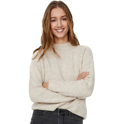 Sweter damski Vero Moda Molina bezowy z półgolfem-L Sweter damski Vero Moda Molina bezowy z półgolfem-L