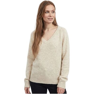 Sweter damski Vila Vidua kremowy z wełną i alpaką-S Sweter damski Vila Vidua kremowy z wełną i alpaką-S