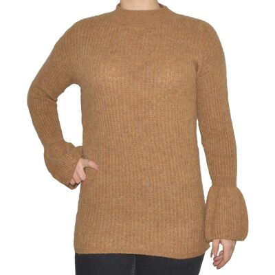 PINK BOX Sweter damski wełna modal bawełna brązowy PINK BOX Sweter damski wełna modal bawełna brązowy