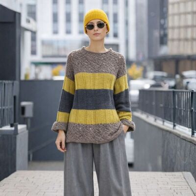 PINK BOX Sweter Damski Włoski w Paski Oversize Kolorowy One Size PINK BOX Sweter Damski Włoski w Paski Oversize Kolorowy One Size