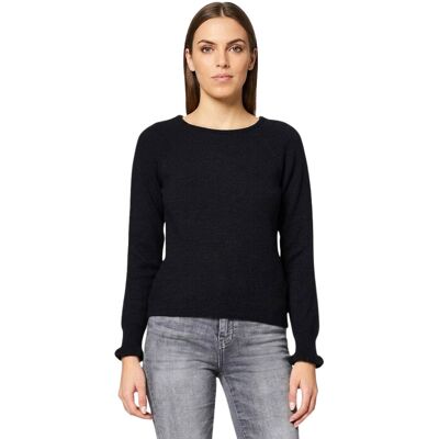 Sweter damskie Naf Naf Maui czarny klasyczny prosty z domieszką wełny-XS Sweter damskie Naf Naf Maui czarny klasyczny prosty z domieszką wełny-XS