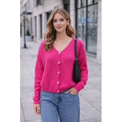 PINK BOX Sweter kardigan damski różowy baby alpaka miękki włoski Uni PINK BOX Sweter kardigan damski różowy baby alpaka miękki włoski Uni