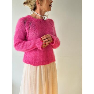 HappyCzapy Sweter moher wełna ręcznie robiony kolor candy pink handmade HappyCzapy Sweter moher wełna ręcznie robiony kolor candy pink handmade