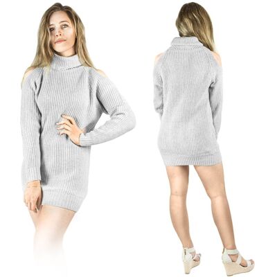 Zolta Sweter tunika golf szary sukienka wycięcia miękki ciepły długi XL Zolta Sweter tunika golf szary sukienka wycięcia miękki ciepły długi XL
