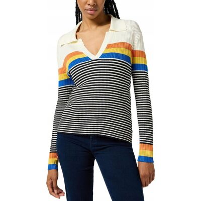 Sweter Wrangler RIB KNIT POLO 112356483 Worn White XS Sweter Wrangler RIB KNIT POLO 112356483 Worn White XS