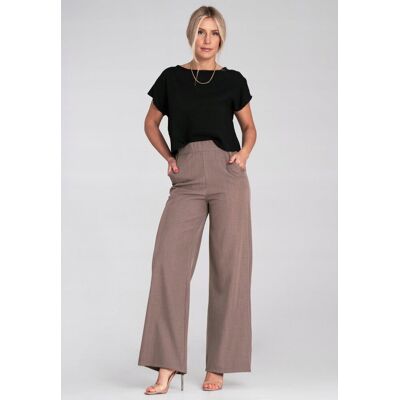 FIGL Szerokie spodnie damskie garniturowe Brązowe spodnie M1197 r. S/M FIGL Szerokie spodnie damskie garniturowe Brązowe spodnie M1197 r. S/M