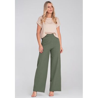 FIGL Szerokie spodnie damskie garniturowe Zielone spodnie M1197 r. S/M FIGL Szerokie spodnie damskie garniturowe Zielone spodnie M1197 r. S/M