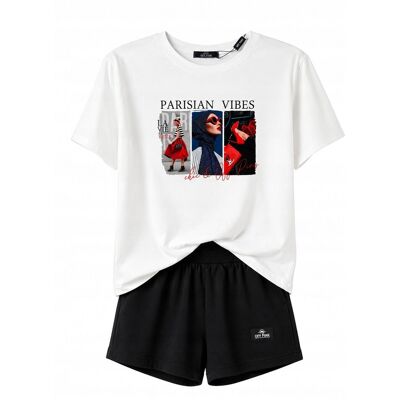 Inny producent T-shert Damski biały Parisian Vibes Nadruk Bawełna M Inny producent T-shert Damski biały Parisian Vibes Nadruk Bawełna M