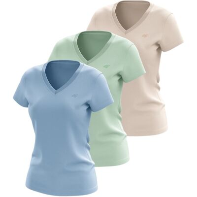 T-shirt damski (ZESTAW KOSZULEK 3 SZT.) 4F 4FWSS25TTSHF3098-90S Wielokolorowy Roz. M T-shirt damski (ZESTAW KOSZULEK 3 SZT.) 4F 4FWSS25TTSHF3098-90S Wielokolorowy Roz. M