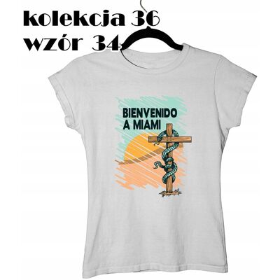 inna (Inny) T-SHIRT KOSZULKA DAMSKA STREETWEAR BIENVENIDO A MIAMI KRZYŻ WĄŻ L inna (Inny) T-SHIRT KOSZULKA DAMSKA STREETWEAR BIENVENIDO A MIAMI KRZYŻ WĄŻ L