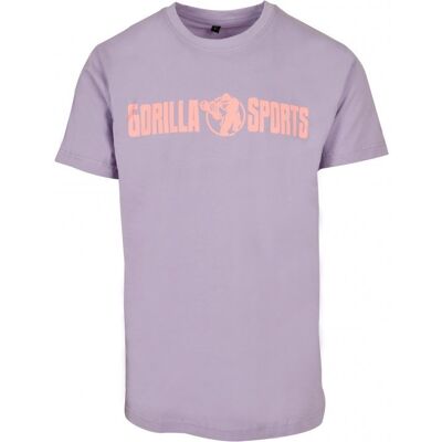 Gorilla Sports T-shirt Okrągły Dekolt fioletowy/neon koralowy L Gorilla Sports T-shirt Okrągły Dekolt fioletowy/neon koralowy L