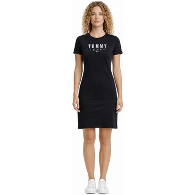 Tommy Hilfiger CZARNA BAWEŁNIANA SUKIENKA MINI Z KRÓTKIM RĘKAWEM M I4A Tommy Hilfiger CZARNA BAWEŁNIANA SUKIENKA MINI Z KRÓTKIM RĘKAWEM M I4A