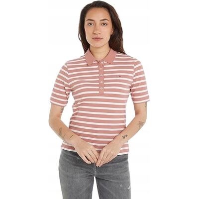 Inny producent TOMMY HILFIGER RÓŻOWA BLUZKA POLO W PASKI Z GUZIKAMI L 1J5A Inny producent TOMMY HILFIGER RÓŻOWA BLUZKA POLO W PASKI Z GUZIKAMI L 1J5A
