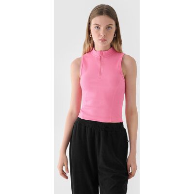 Top slim z prążkowanej dzianiny damski 4F 4FRAW24TSLEF182-54S Różowy Top slim z prążkowanej dzianiny damski 4F 4FRAW24TSLEF182-54S Różowy