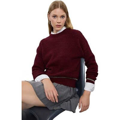 Inny producent TRENDYOL BORDOWY SWETER DAMSKI Z FAKTURĄ I OZDOBNYM WYKOŃCZENIEM S 5EA* Inny producent TRENDYOL BORDOWY SWETER DAMSKI Z FAKTURĄ I OZDOBNYM WYKOŃCZENIEM S 5EA*
