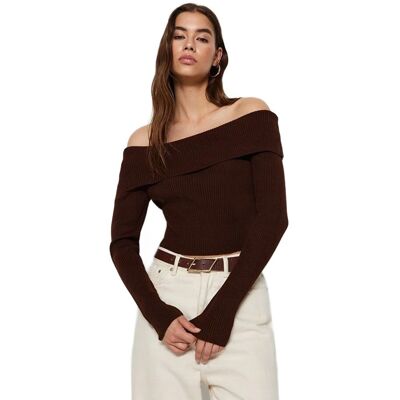 Inny producent TRENDYOL BRĄZOWY SWETER DAMSKI PRĄŻKOWANY Z DEKOLTEM HISZPANKA M 5EA* Inny producent TRENDYOL BRĄZOWY SWETER DAMSKI PRĄŻKOWANY Z DEKOLTEM HISZPANKA M 5EA*