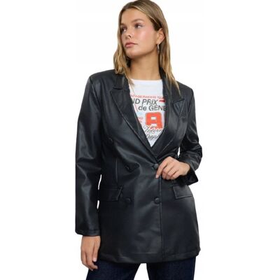 Inny producent TRENDYOL CZARNA MARYNARKA DWURZĘDOWA ZE SKÓROPODOBNEGO MATERIAŁU 34 J9A Inny producent TRENDYOL CZARNA MARYNARKA DWURZĘDOWA ZE SKÓROPODOBNEGO MATERIAŁU 34 J9A