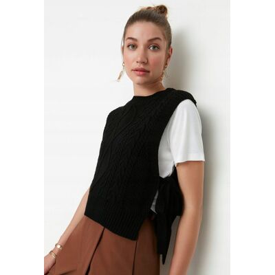 Inny producent TRENDYOL CZARNY SWETER BEZRĘKAWNIK Z WIĄZANIEM PO BOKACH L 16FA Inny producent TRENDYOL CZARNY SWETER BEZRĘKAWNIK Z WIĄZANIEM PO BOKACH L 16FA