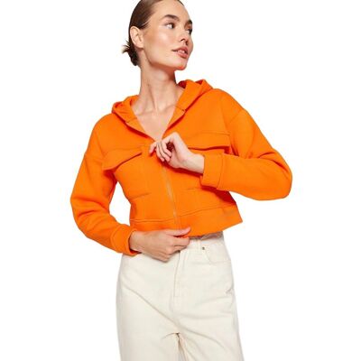 TRENDYOL DAMSKA KRÓTKA BLUZA Z KAPTUREM I KIESZENIAMI POMARAŃCZOWA L 5EA* TRENDYOL DAMSKA KRÓTKA BLUZA Z KAPTUREM I KIESZENIAMI POMARAŃCZOWA L 5EA*