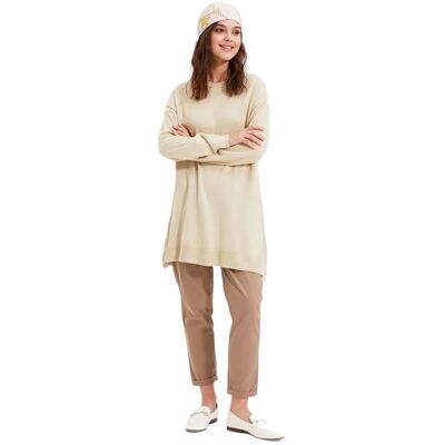 Inny producent TRENDYOL DŁUGI BEŻOWY SWETER DAMSKI Z OKRĄGŁYM DEKOLTEM M 5EA* Inny producent TRENDYOL DŁUGI BEŻOWY SWETER DAMSKI Z OKRĄGŁYM DEKOLTEM M 5EA*