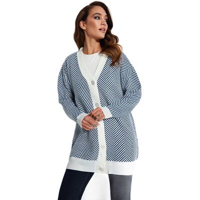 Inny producent TRENDYOL DOPASOWANY SWETER DAMSKI ROZPINANY W PASKI NIEBIESKI M 5EA* Inny producent TRENDYOL DOPASOWANY SWETER DAMSKI ROZPINANY W PASKI NIEBIESKI M 5EA*