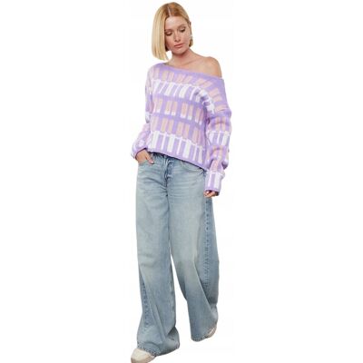Inny producent TRENDYOL FIOLETOWY SWETER DAMSKI W GEOMETRYCZNY WZÓR Z ŁÓDKĄ 40 5EA Inny producent TRENDYOL FIOLETOWY SWETER DAMSKI W GEOMETRYCZNY WZÓR Z ŁÓDKĄ 40 5EA