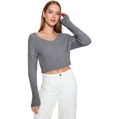 Inny producent TRENDYOL KRÓTKI SZARY SWETER DAMSKI Z PRĄŻKOWANEJ DZIANINY L 5EA* Inny producent TRENDYOL KRÓTKI SZARY SWETER DAMSKI Z PRĄŻKOWANEJ DZIANINY L 5EA*