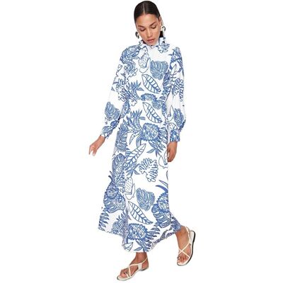 Inny producent TRENDYOL SUKIENKA MIDI Z DŁUGIM RĘKAWEM W NIEBIESKI PRINT ROŚLINNY 36 5EA* Inny producent TRENDYOL SUKIENKA MIDI Z DŁUGIM RĘKAWEM W NIEBIESKI PRINT ROŚLINNY 36 5EA*