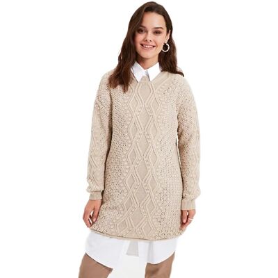 Inny producent TRENDYOL SWETER DAMSKI BEŻOWY AŻUROWY WARKOCZE DŁUGI M 5EA* Inny producent TRENDYOL SWETER DAMSKI BEŻOWY AŻUROWY WARKOCZE DŁUGI M 5EA*