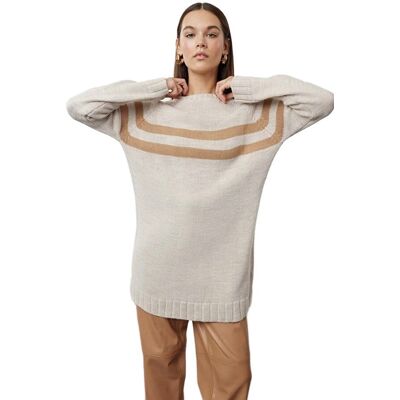 Inny producent TRENDYOL SWETER DAMSKI BEŻOWY Z PASKAMI LUŹNY DŁUGI M 5EA* Inny producent TRENDYOL SWETER DAMSKI BEŻOWY Z PASKAMI LUŹNY DŁUGI M 5EA*